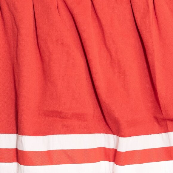 Vintage-Inspired Size ADXL Red Pleated Mini Skirt With White Stripes & Elastic - Picture 8 of 8